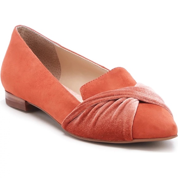 Sole Society Lydiah Peach Suede & Velvet Pointed Toe Flats Size 5.5 - Picture 1 of 12